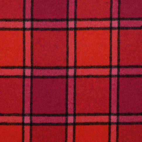 Tissu Caban brossé motif tartan sur fond Rouge