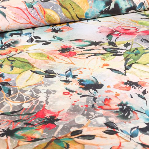 Tissu Viscose Virginia sur fond Blanc cassé