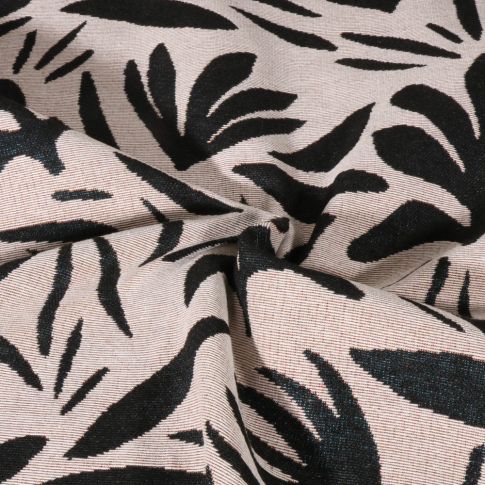 Tissu Jacquard Gobelin noir sur fond Ecru