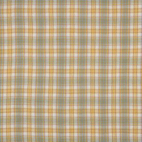 Tissu Double gaze de Coton Poppy Carreaux vintage sur fond Jaune