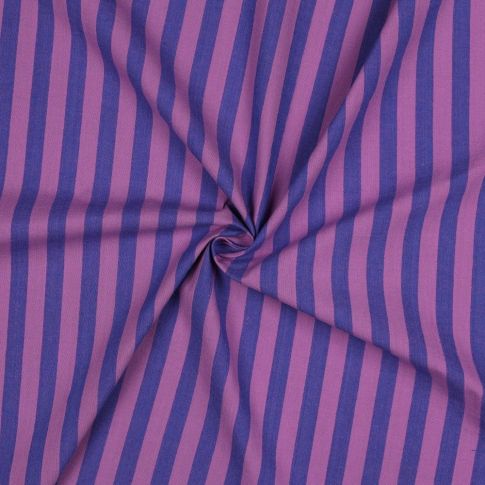 Tissu Popeline de Coton Rayures violettes sur fond Lilas