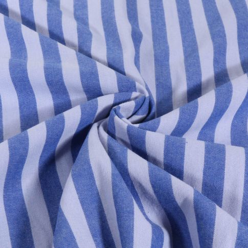 Tissu Coton rayé fil teint Bleu