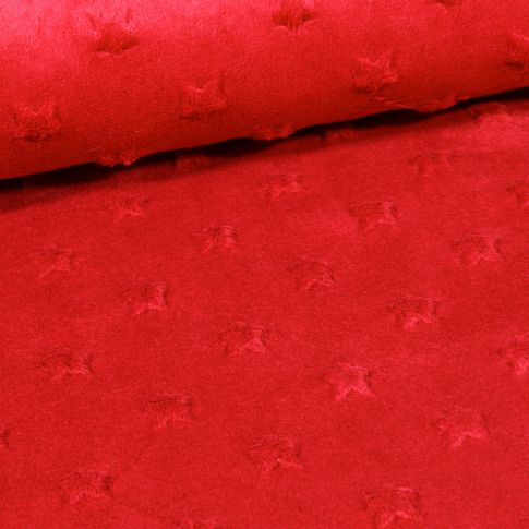 Tissu Minky Ultra doux Etoiles Rouge foncé
