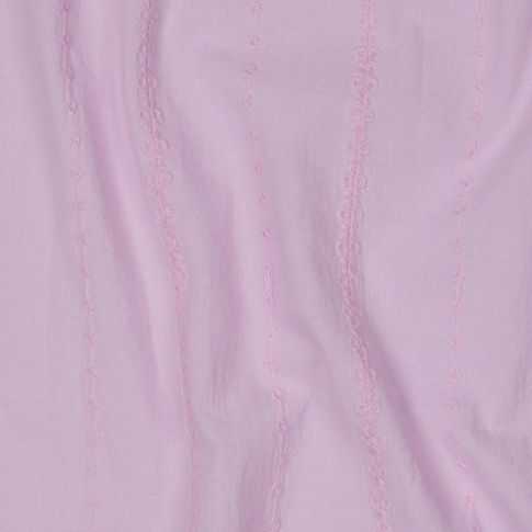 Tissus Coton broderie Linéa rose sur fond Rose pâle