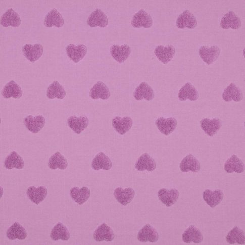 Tissu Maille cœur Amoria violet sur fond Parme