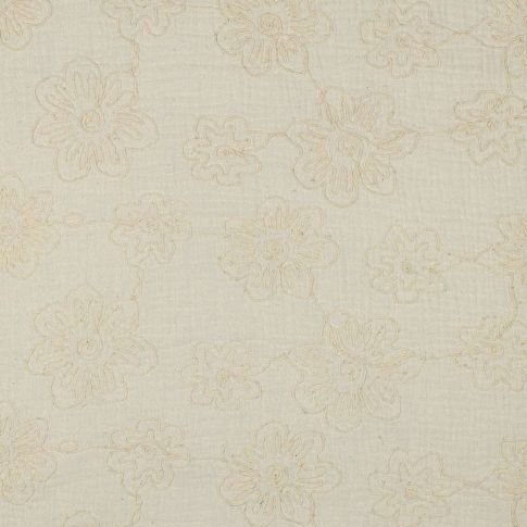 Tissu Double gaze fleurs brodées La Bohème uni beige