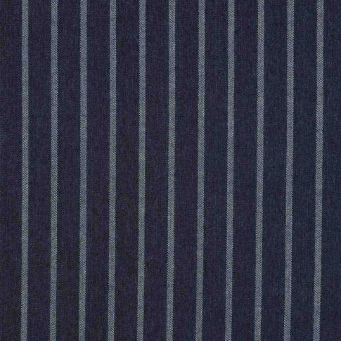 Tissu Jeans Denim rayure Jaynor gris sur fond Bleu marine