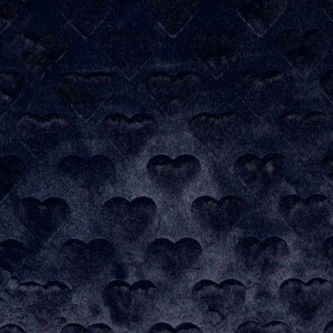 Tissu Fausse fourrure cœurs Elena uni bleu nuit