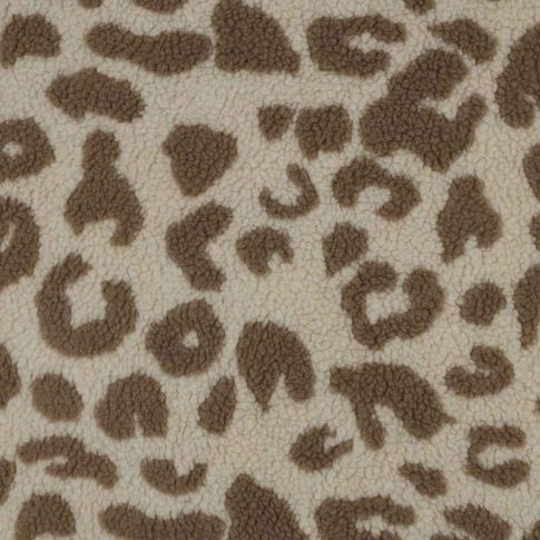 Tissu Fausse fourrure Mouton taches fauves marron sur fond Beige