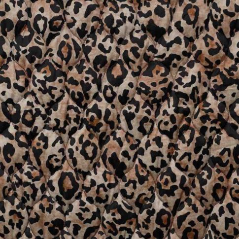 Tissu Doudoune matelassé Ilona léopard sur fond Beige sable