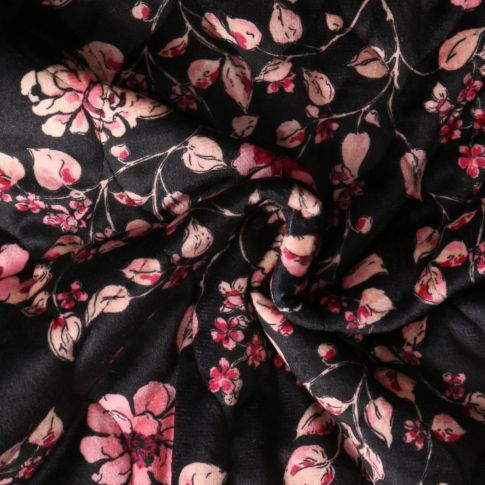 Tissu Matelassé Anne tout doux  envers doudoune Noir