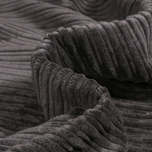Tissu Velours minky côtelé envers fausse fourrure mouton Noir