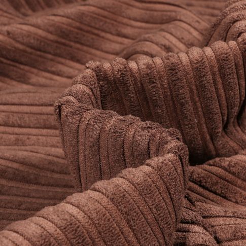 Tissu Velours minky côtelé envers fausse fourrure mouton Marron