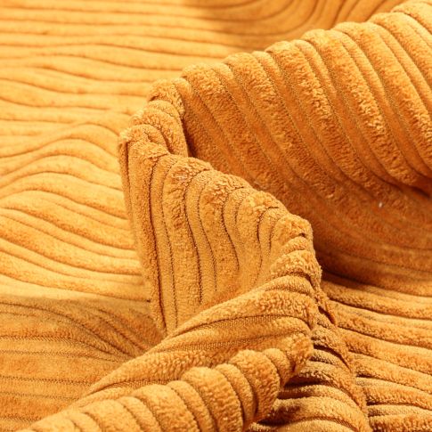 Tissu Velours minky côtelé envers fausse fourrure mouton Jaune