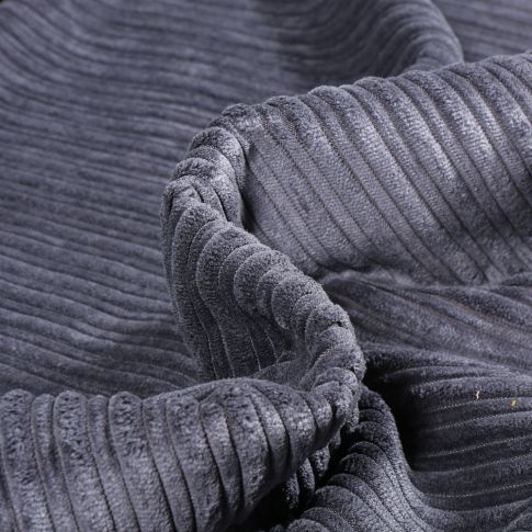 Tissu Velours minky côtelé envers fausse fourrure mouton Bleu denim