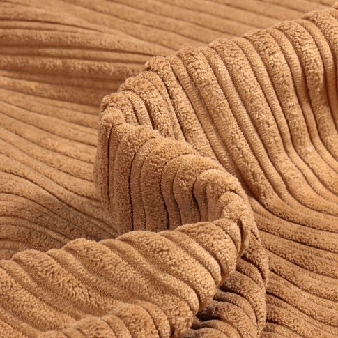 Tissu Velours minky côtelé envers fausse fourrure mouton Moutarde