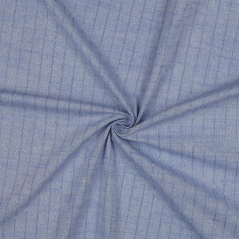 Tissu Coton fil teint rayé Lurex Bleu ciel