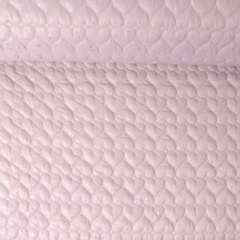 Tissu Doudoune matelassé Kaissa pois irisés sur fond Rose poudré