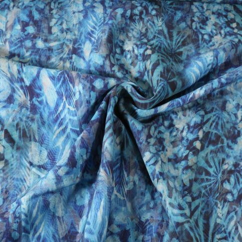Tissu Viscose Bia floral sur fond Bleu