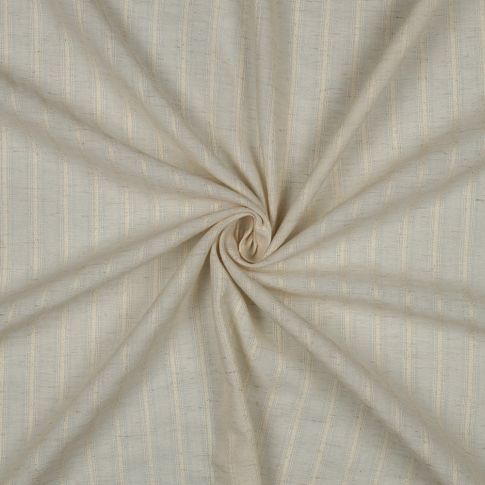 Tissu Jacquard Lin Coton rayures Dorées sur fond Ecru chiné