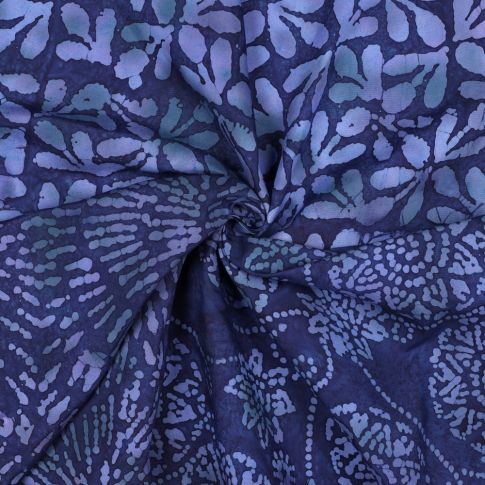 Tissu Batik de Viscose Motifs Ethniques parme sur fond Violet