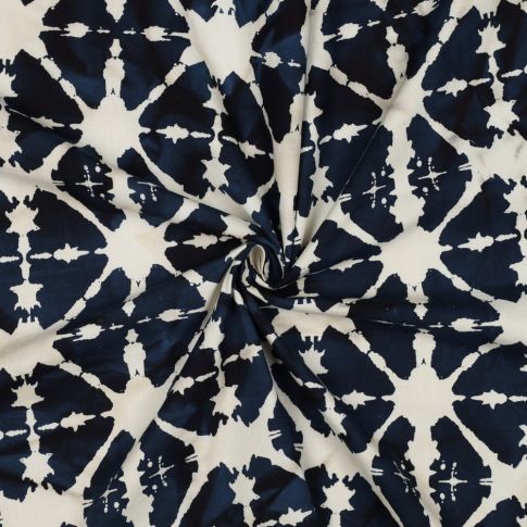 Tissu Batik de Coton étoilés sur fond Bleu nuit