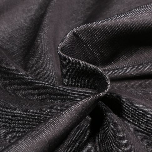 Tissu Chambray extensible uni Noir