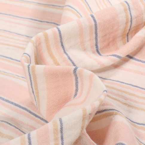 Tissu Double gaze Milie sur fond Rose blush