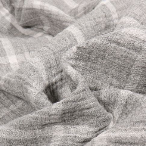 Tissu Double gaze à carreaux Oliver sur fond Gris clair