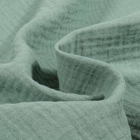Tissu Double gaze uni Bio Vert d'eau