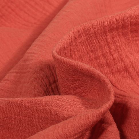 Tissu Double gaze uni Bio Rouge tomette
