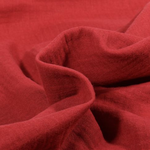 Tissu Double gaze uni Bio Rouge foncé