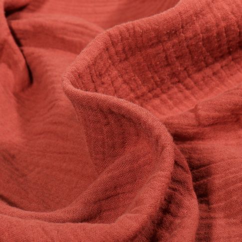 Tissu Double gaze uni Bio Terracotta