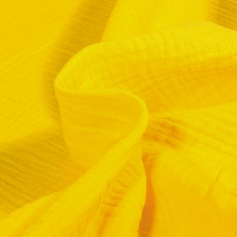 Tissu Double gaze uni Bio Jaune vif