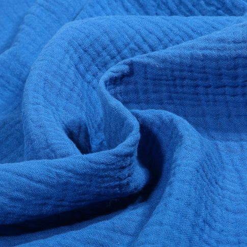 Tissu Double gaze uni Bio Bleu roi