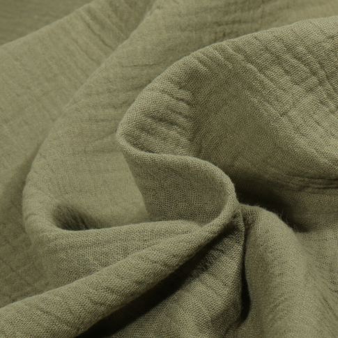 Tissu Double gaze uni Bio Vert olive