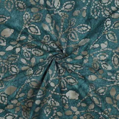 Tissu Batik Coton Marta sur fond Bleu canard