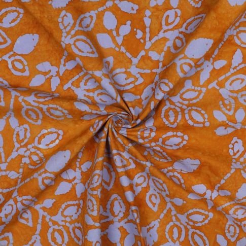 Tissu Batik Coton Azura sur fond Rouille