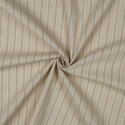 Tissu Lin Viscose lurex Rayé noir sur fond Naturel