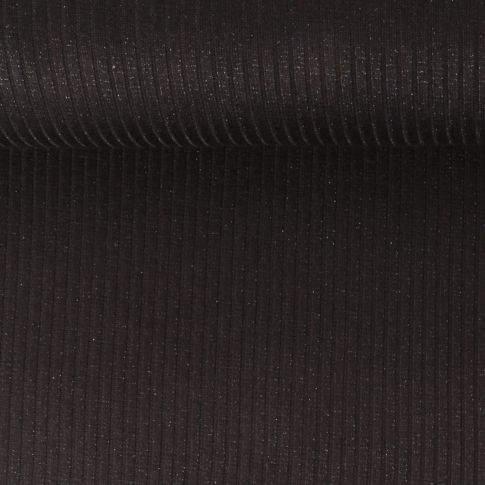 Tissu Maille côtelé pailleté Naëlle uni Noir