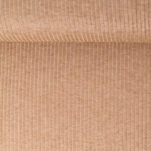 Tissu Maille côtelé pailleté Naëlle uni Camel
