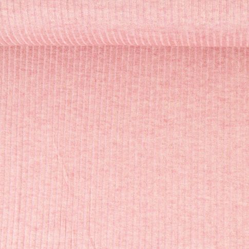 Tissu Maille côtelé pailleté Naëlle uni Rose
