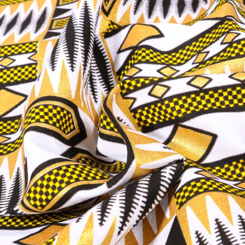 Coupon 5m48 Wax africain N°  804 sur fond Blanc