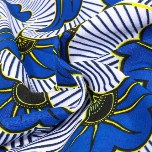 Coupon 5m40 Wax africain N°  904 sur fond Bleu roi