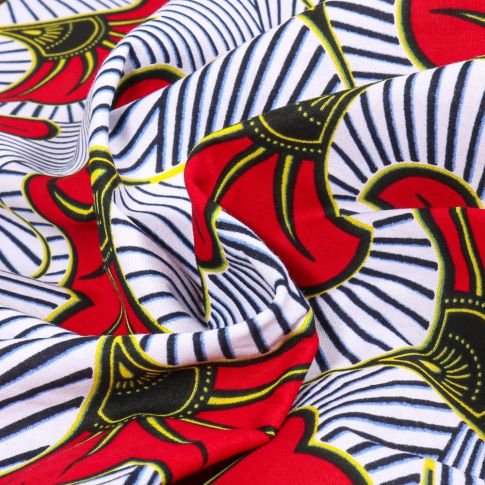 Coupon 5m40 Wax africain N°  906 sur fond Blanc
