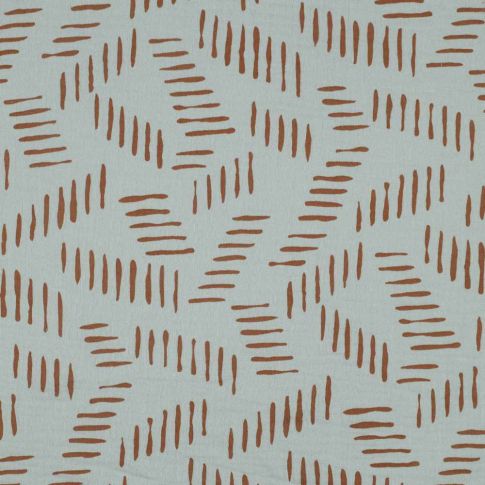 Tissu Double gaze Ikaté rouille sur fond Vert d'eau
