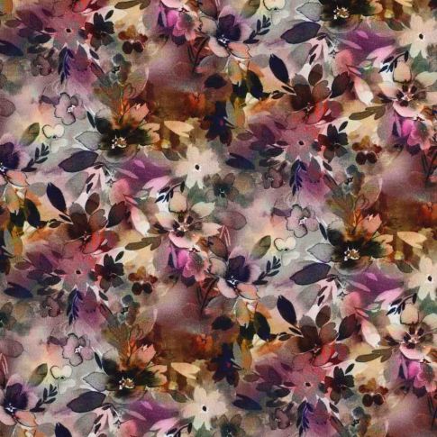 Tissu Jersey Milano fleurs Eclipse sur fond Multicolore