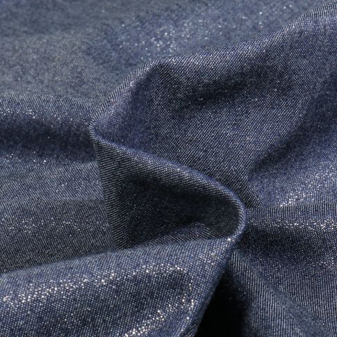 Tissu Chambray pailleté uni Bleu foncé