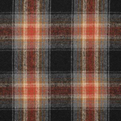 Tissu Tartan Ecossais brossé Bruna sur fond Gris anthracite