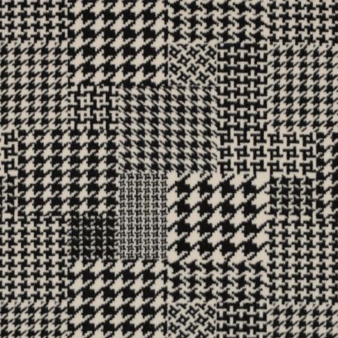 Tissu Tartan  écossais brossé Pied de poule sur fond Blanc